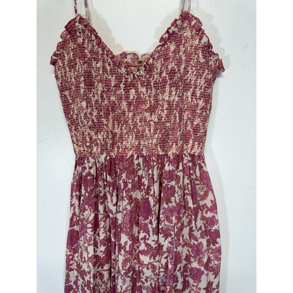 Free People  Women’s Sweet Nothings Midi Dress Women's Pink Floral Cotton Sz S - Picture 7 of 16